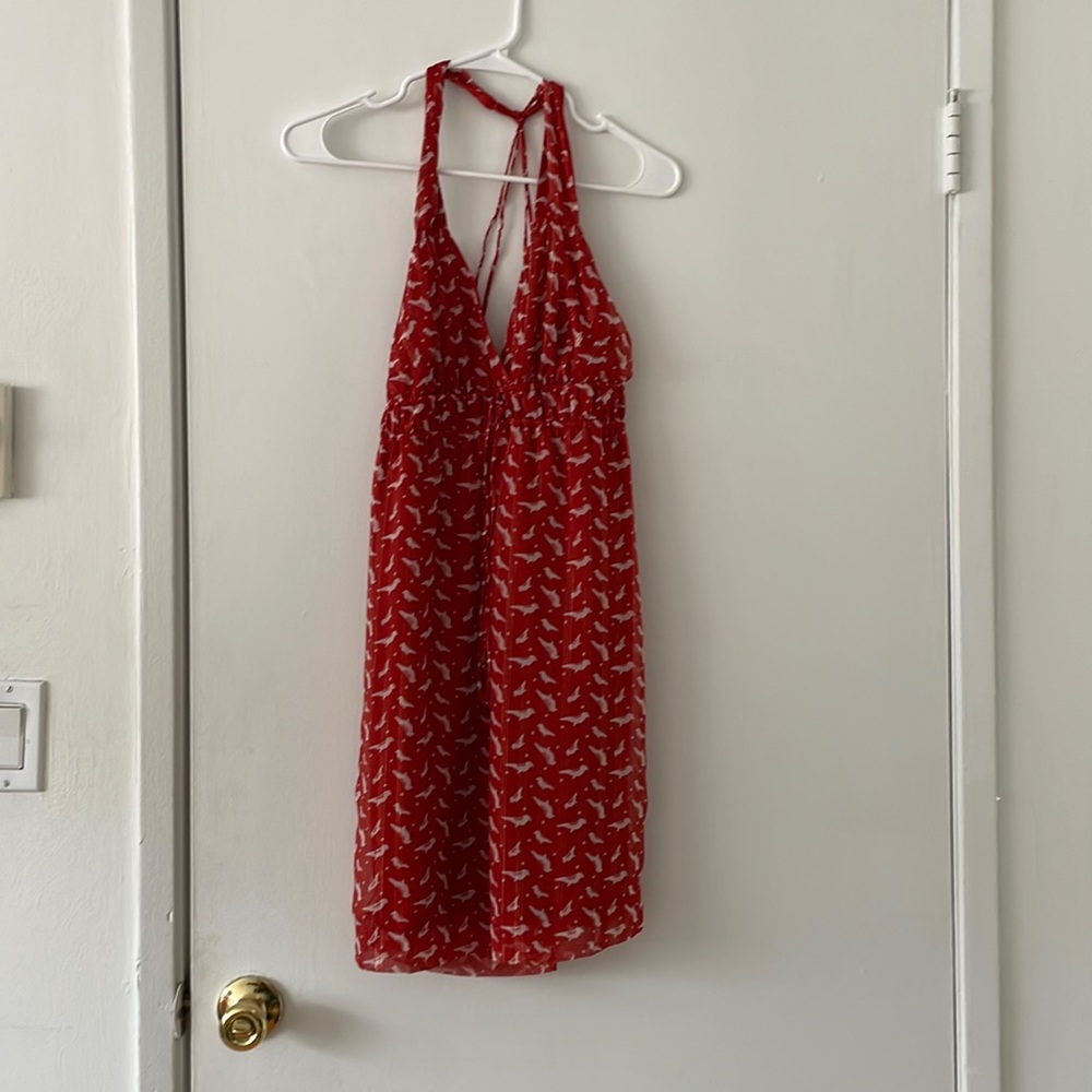 Red v neck dress